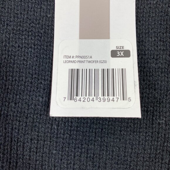 Peace & Pearls Womens Plus Size Black Leopard Print Twofer Sweater Black Size 3X - Picture 6 of 6